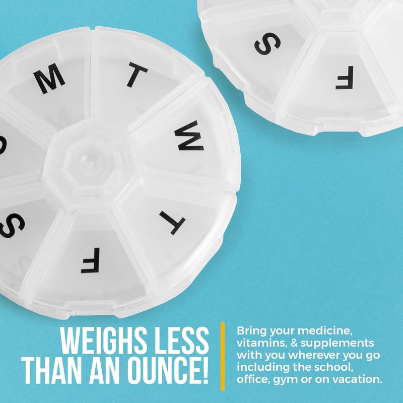 MEDca Weekly Pill Box - Pack of 2 - Pill Boxes Large Round Travel Weekly Pill Box - Image 5