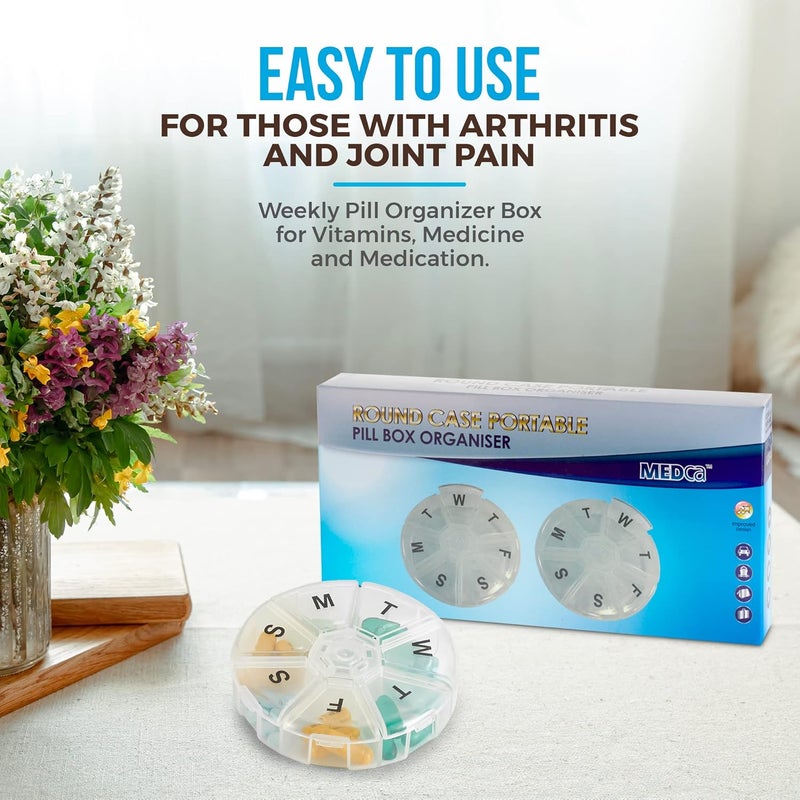 MEDca Weekly Pill Box - Pack of 2 - Pill Boxes Large Round Travel Weekly Pill Box - Image 2
