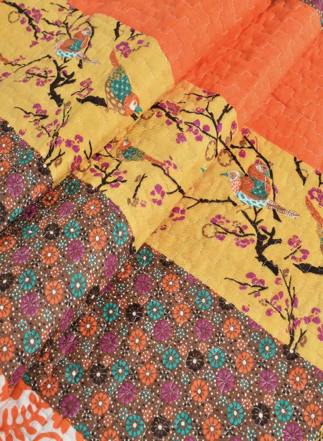 Lush Decor Lush Decor Royal Empire Throw - Floral Stripe Reversible Design Blanket - 60” x 50”, Tangerine - Image 3