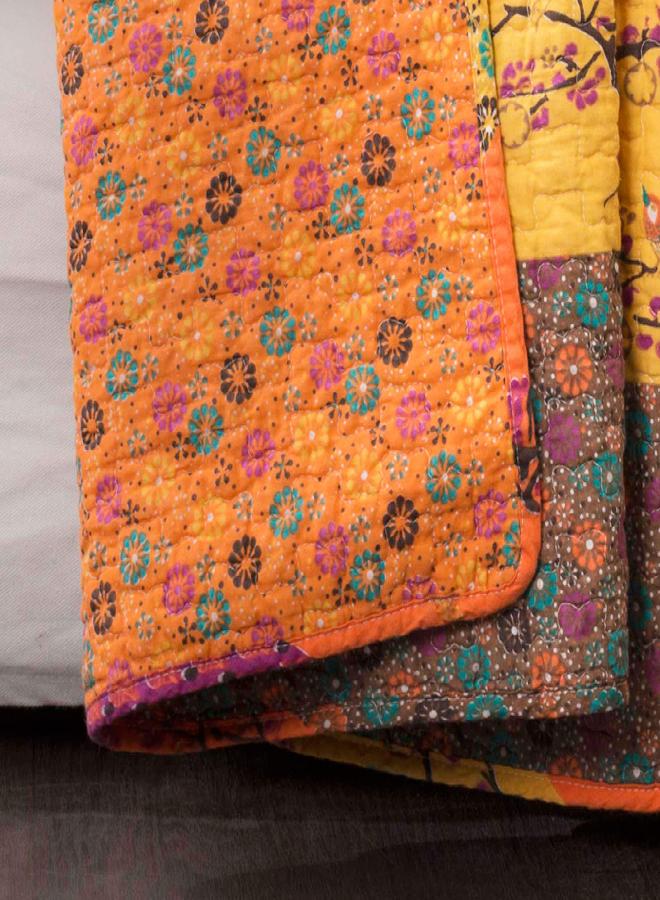 Lush Decor Lush Decor Royal Empire Throw - Floral Stripe Reversible Design Blanket - 60” x 50”, Tangerine - Image 5