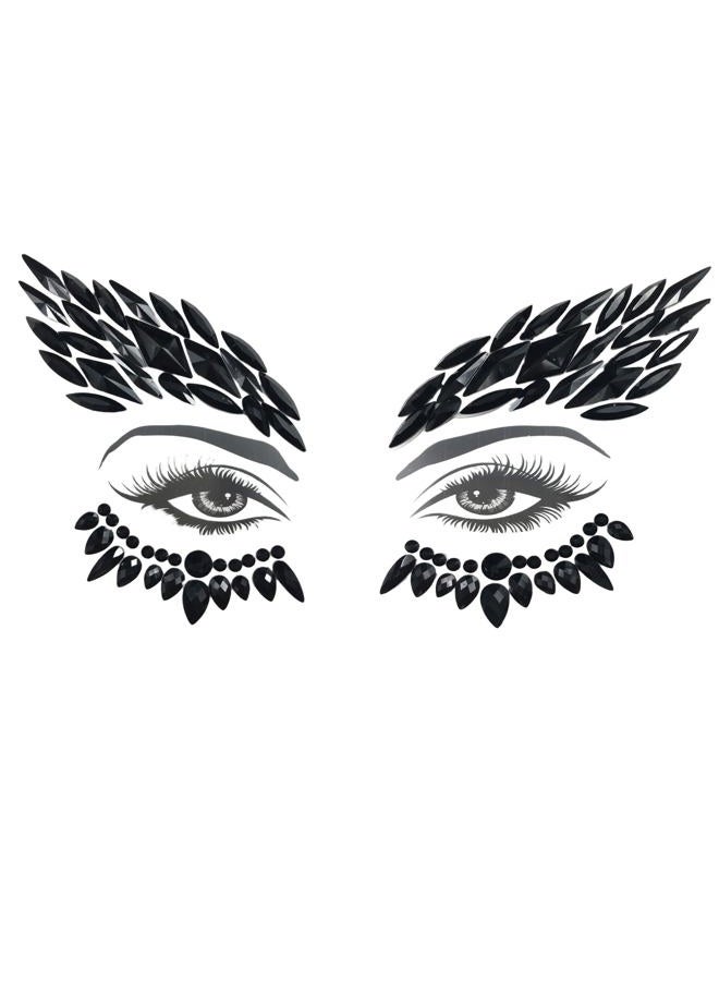 TOPAZ black face jewels tattoo eye sticker festival body sticker black gems holidays halloween decoration temporary tattoo for skin - Image 1