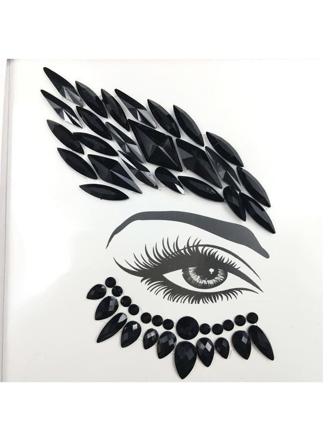 TOPAZ black face jewels tattoo eye sticker festival body sticker black gems holidays halloween decoration temporary tattoo for skin - Image 5