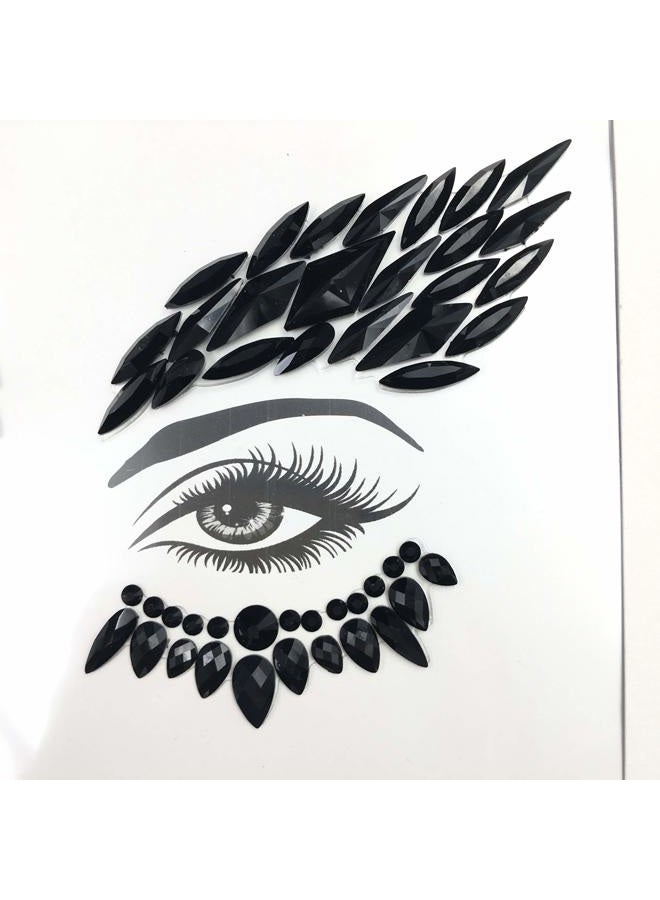 TOPAZ black face jewels tattoo eye sticker festival body sticker black gems holidays halloween decoration temporary tattoo for skin - Image 4