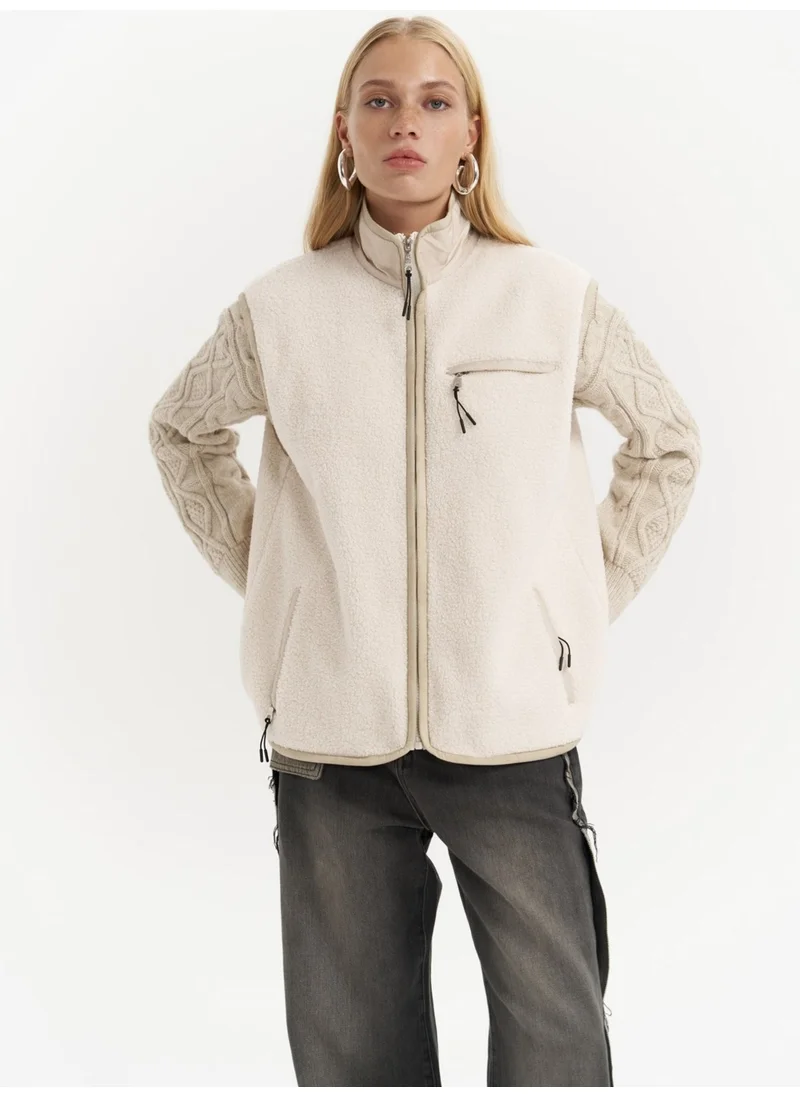 Mai Collection Alberg Beige Casual Teddy Vest
