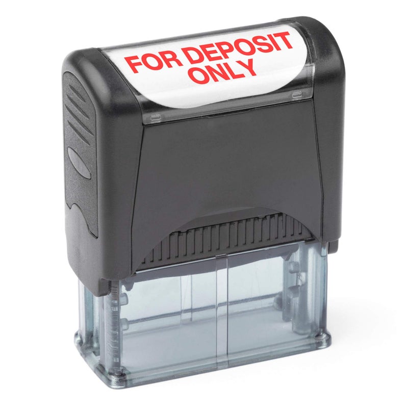 Self Inking Rubber Stamp Refillable Red Ink Preinstalled  916 x 112 for Deposit ONLY