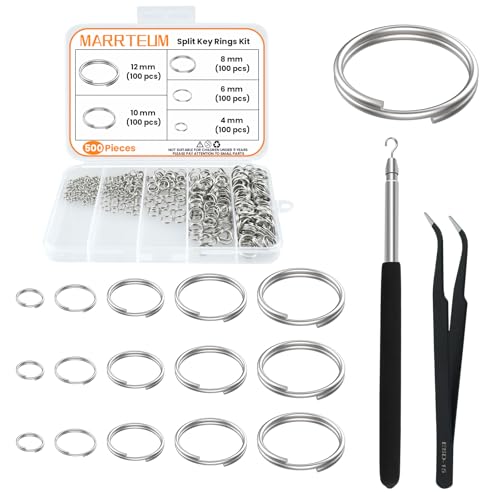 MARRTEUM 500 Pcs Double Open Jump Rings Kit, Stainless Steel Mini Round Split Craft Jump Keychains Key Ring with Double Loops Connectors for Jewelry Making, Bracelets Necklace Repair, DIY (4, 6, 8, 10, 12mm) - Image 1