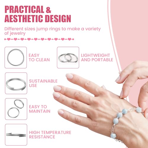 MARRTEUM 500 Pcs Double Open Jump Rings Kit, Stainless Steel Mini Round Split Craft Jump Keychains Key Ring with Double Loops Connectors for Jewelry Making, Bracelets Necklace Repair, DIY (4, 6, 8, 10, 12mm) - Image 4