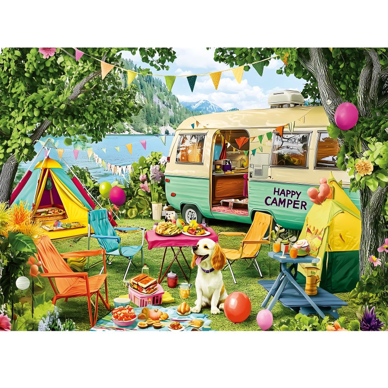 Nitktaia 300 Piece Puzzles for AdultsLakeside Camping Puzzle for Adults TeensLarge Piece Fun Jigsaw Puzzle for Kids Ages 810 1012Glossy Sturdy PiecesChallenging Family Game Great Gift Idea205 x 15 in - Image 3
