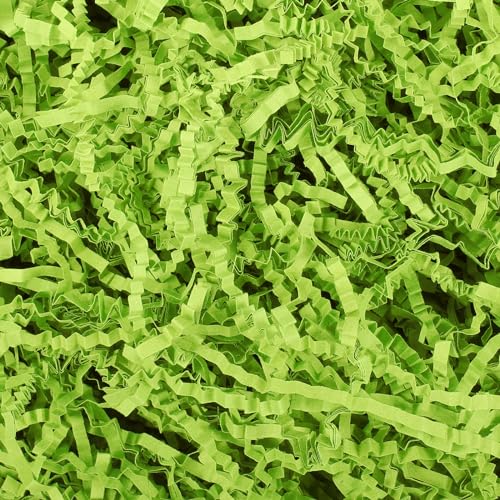 Outus 1LB Green Crinkle Cut Paper Shred Filler Shredded Paper for Gift Basket Graduation Grass Tissue for Christmas Easter Wedding Birthday Wrapping Boxes