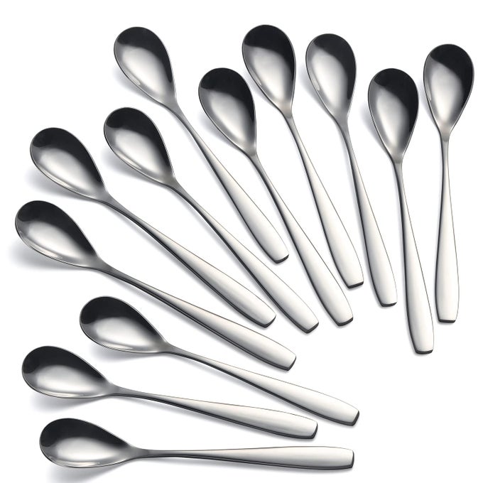 STAINLESS STEEL EGG SCOOP SET OF 12 55 IN SOFT BOILED EGG SPOONS FOR DESSERT TEA COFFEE ICE CREAM
