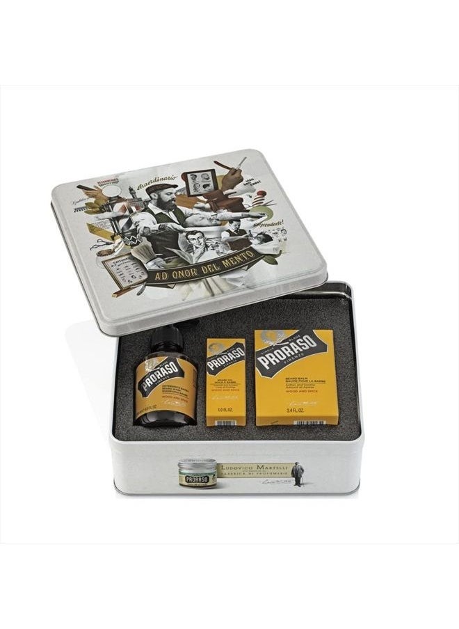 proraso - Beard Care Kit for Men | Wood & Spice Beard Wash, Oil and Balm Gift Set to Cleanse, Soothe and Soften All Beard Lengths & Skin Types - Image 1