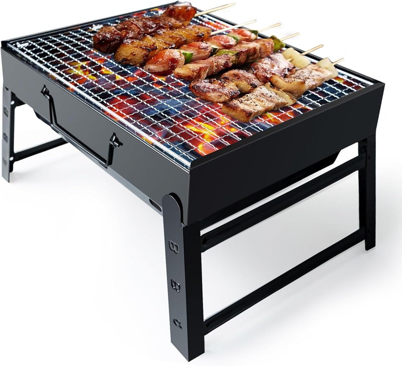 HAPPY CAMPING Barbecue Grill, Charcoal Grill Portable Folding BBQ Grill Barbecue Desk Tabletop Outdoor Stainless Steel Smoker BBQ for Picnic Garden Terrace Camping Travel - Image 1