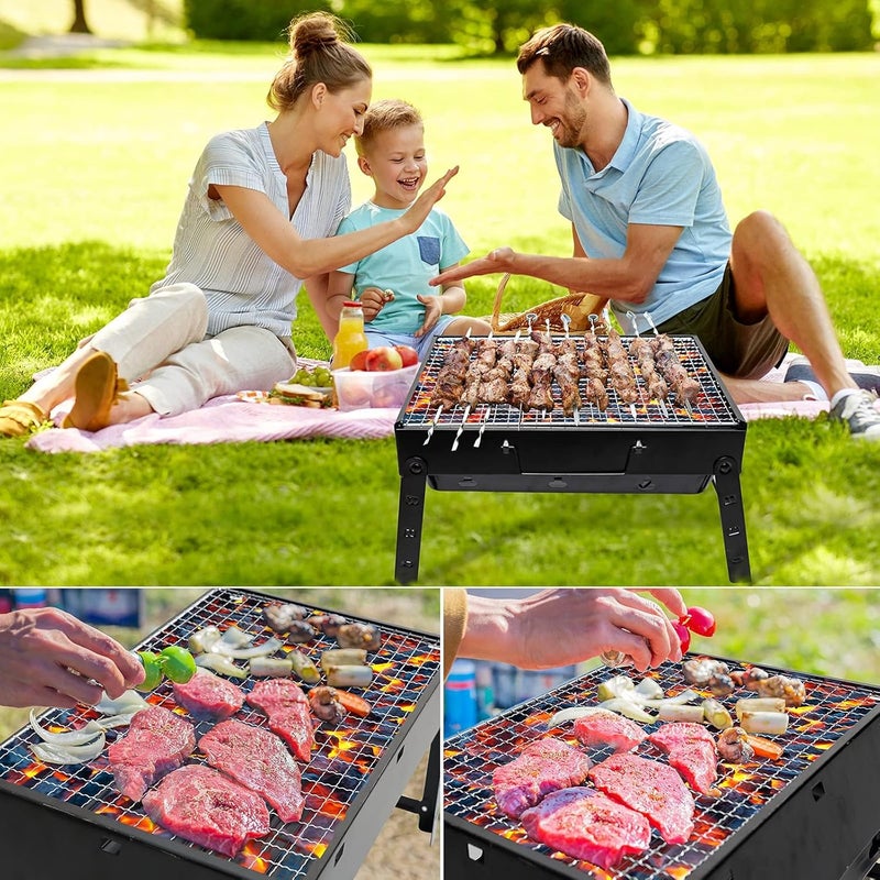 HAPPY CAMPING Barbecue Grill, Charcoal Grill Portable Folding BBQ Grill Barbecue Desk Tabletop Outdoor Stainless Steel Smoker BBQ for Picnic Garden Terrace Camping Travel - Image 4