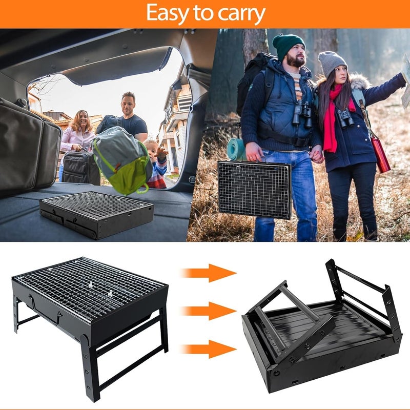 HAPPY CAMPING Barbecue Grill, Charcoal Grill Portable Folding BBQ Grill Barbecue Desk Tabletop Outdoor Stainless Steel Smoker BBQ for Picnic Garden Terrace Camping Travel - Image 2