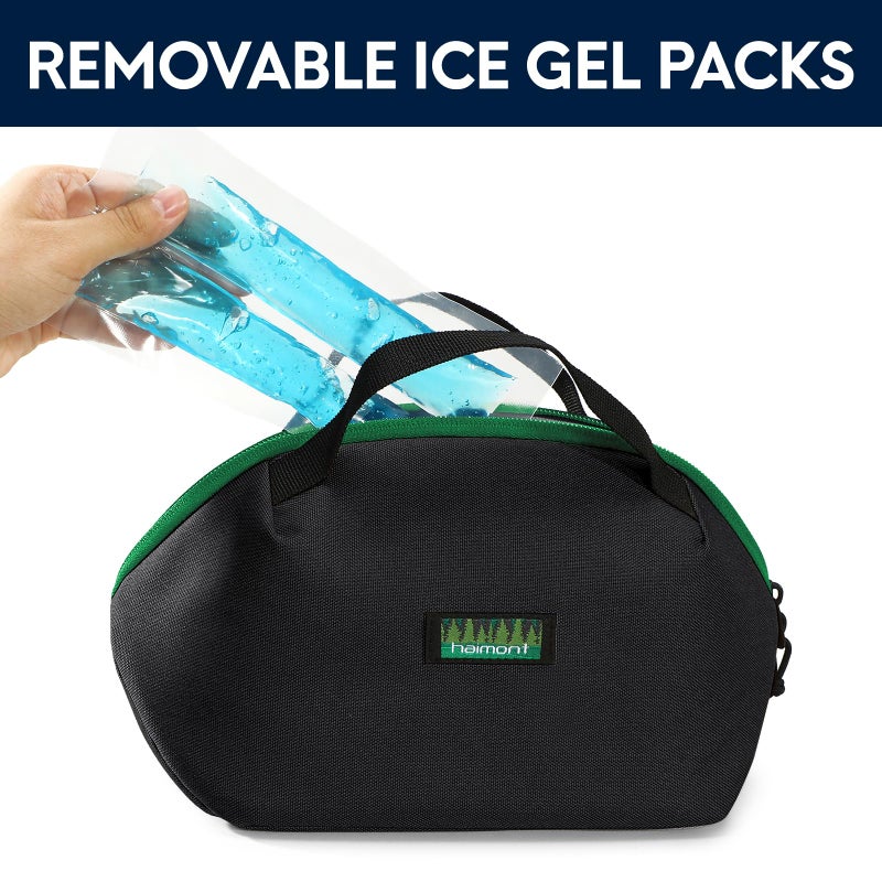 Haimont Freezable Snack Lunch Bag Reusable Freezer Mini Lunch Cooler, Small Insulated Bag Foldable for Work Travel Picnic, Black - Image 3