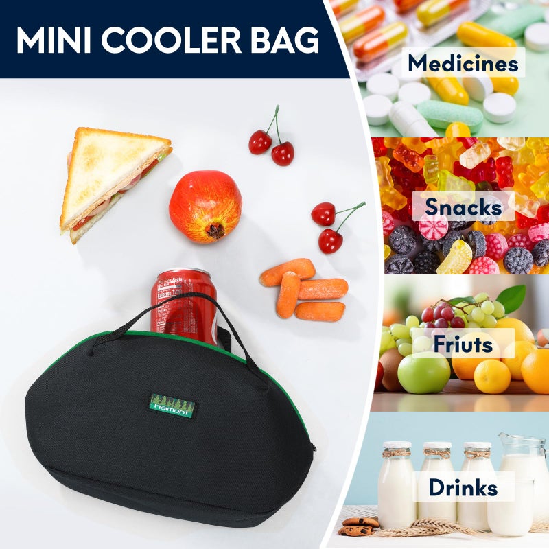 Haimont Freezable Snack Lunch Bag Reusable Freezer Mini Lunch Cooler, Small Insulated Bag Foldable for Work Travel Picnic, Black - Image 4