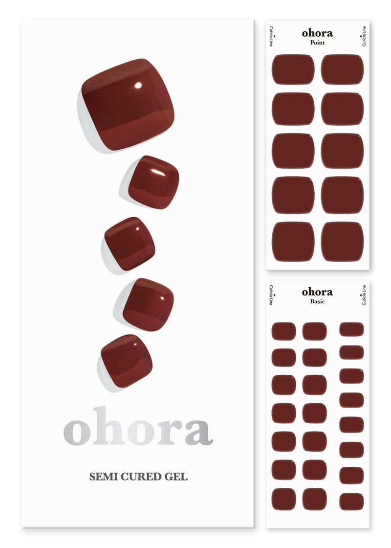 ohora Semi Cured Gel Pedi Strips (P Chilly Red) - Works with Any Pedi Lamps, Salon-Quality, Long Lasting, Easy to Apply & Remove - Includes 2 Prep Pads, Pedi File & Wooden Stick - Image 1
