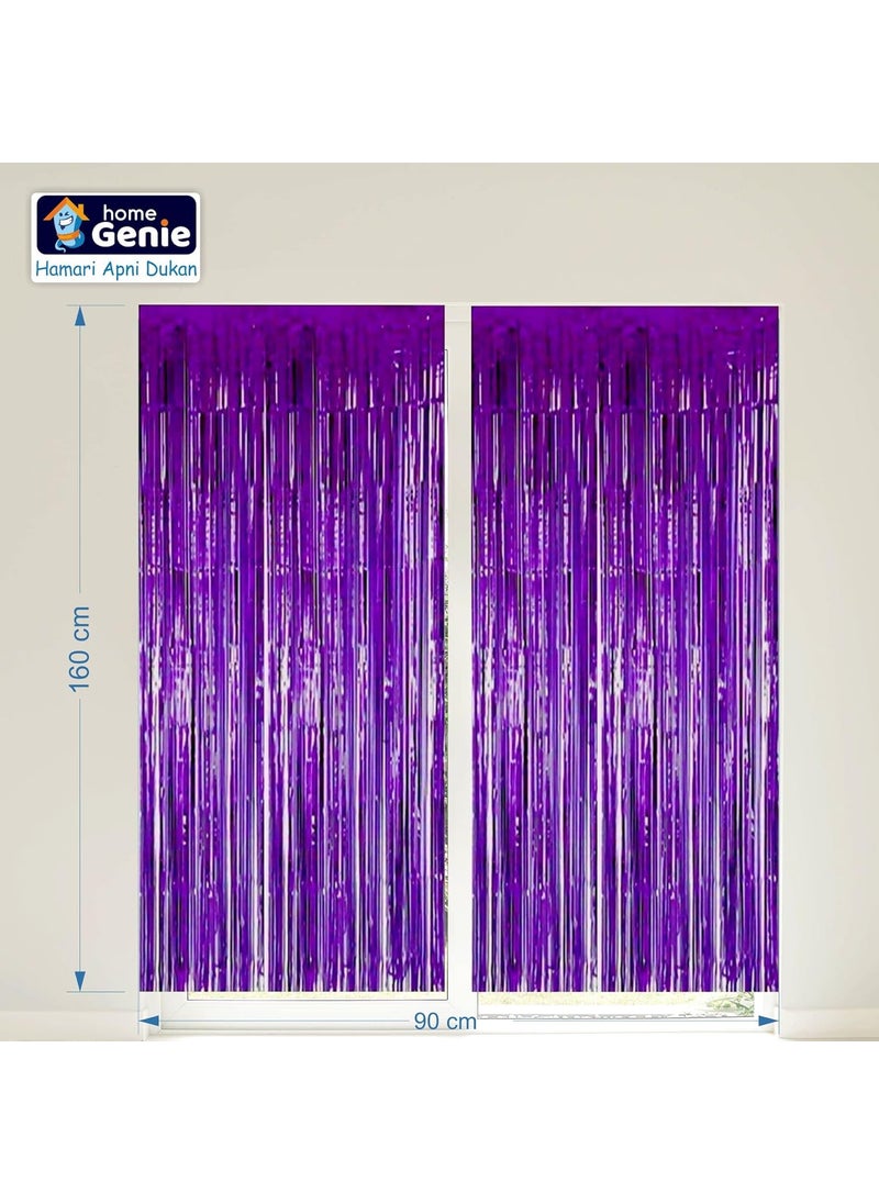 HOME GENIE Home Genie Foil Curtains for Birthday Decoration | Fringe Foil Curtain for Anniversary, Marriage, Bachelorette, Bridal Shower, Holiday Celebration Party – 2 Set – Blue  - Image 2