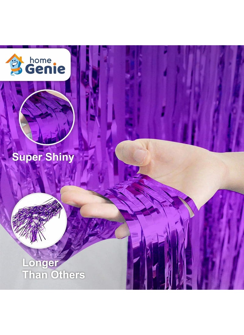HOME GENIE Home Genie Foil Curtains for Birthday Decoration | Fringe Foil Curtain for Anniversary, Marriage, Bachelorette, Bridal Shower, Holiday Celebration Party – 2 Set – Blue  - Image 3