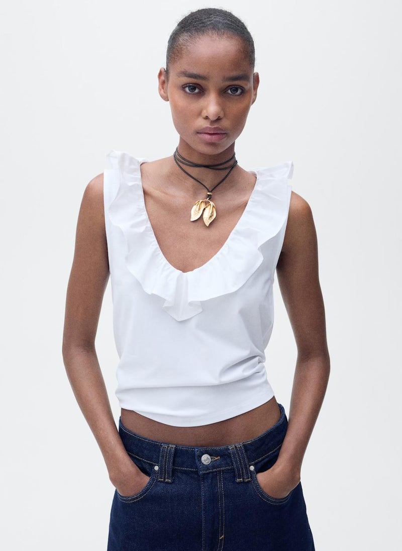 MANGO - Cotton Top With Ruffles - Image 1