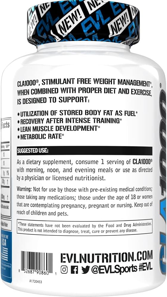 Evlution Conjugated Linoleic Acid CLA Pills  CLA 1000mg Diet Pills to Support Weight Loss Fat Burning Lean Muscle and Faster Metabolism  StimulantFree Safflower Based Fat Loss Support  90 - Image 4