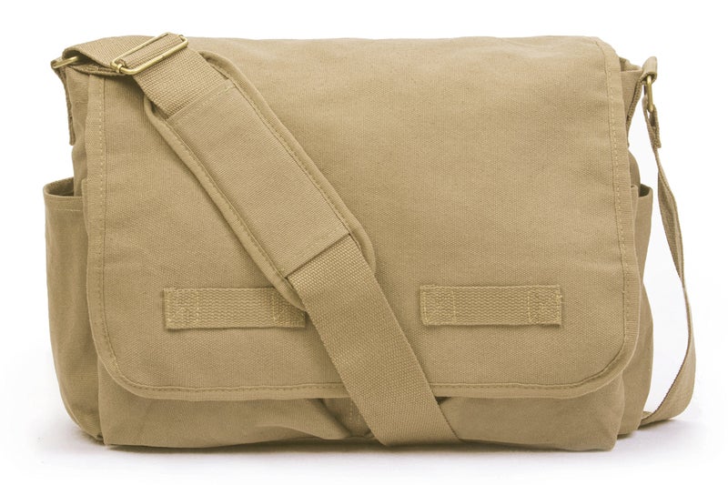 Sweetbriar Classic Vintage Messenger Bag - Original Heavyweight Cotton Canvas Shoulder Bag with Upgraded Features