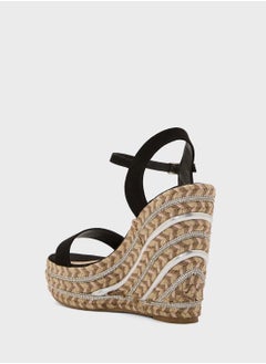 Truffle Ankle Strap Diamante Wedge Sandal  - Image 3