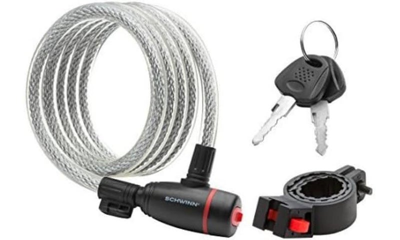 Schwinn Bike Key Lock In Braided Steel Cable, 2 Keys Included, 6 Feet X 12Mm Anti Theft Bicycle Lock, Security Level 3 - Image 1