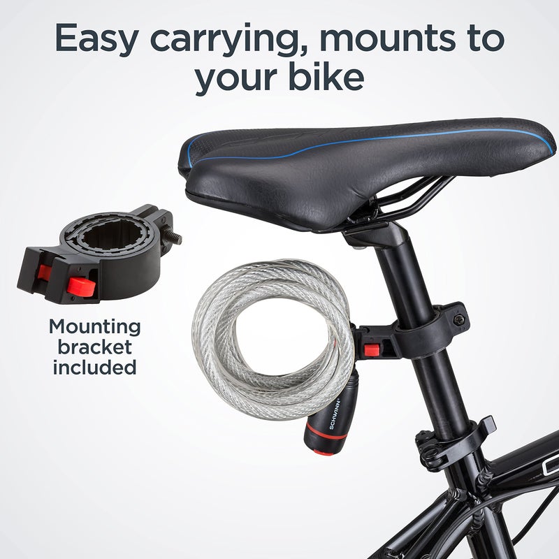 Schwinn Bike Key Lock In Braided Steel Cable, 2 Keys Included, 6 Feet X 12Mm Anti Theft Bicycle Lock, Security Level 3 - Image 5
