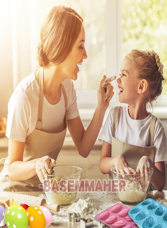 بيسماهير قالبان من السيليكون على شكل بيضة عيد الفصح وأرنب، مناسبان لصنع الشوكولاتة، والحلوى، والكيك، والفوندان، والجيلي، والبودينغ، والصابون، والشوكولاتة الساخنة، وكرات الكاكاو، ومكعبات الثلج، وتزيين حفلات عيد الفصح. - Image 4