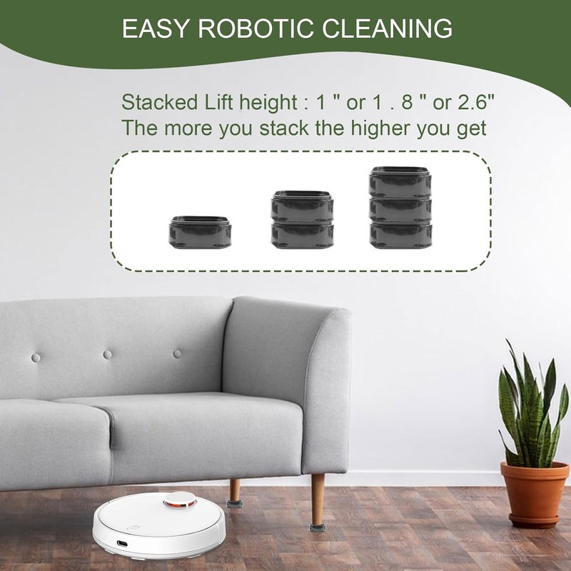 Tefola 12PCS Furniture Risers Adjustable Bed Risers with Storage Mesh Bag Desk Leg Risers Stackable Heavy Duty Bed Lifts Risers Square Bed Raising Blocks for Mattress Table Leg Desk Chair Couch Sofa - Image 3