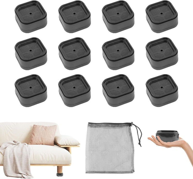 Tefola 12PCS Furniture Risers Adjustable Bed Risers with Storage Mesh Bag Desk Leg Risers Stackable Heavy Duty Bed Lifts Risers Square Bed Raising Blocks for Mattress Table Leg Desk Chair Couch Sofa - Image 1