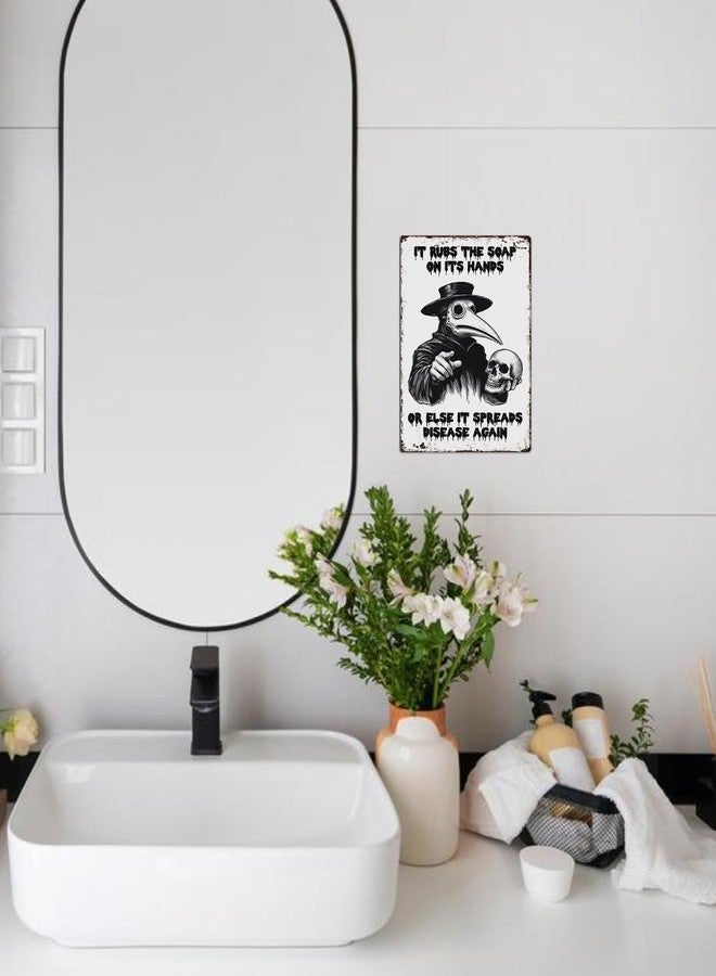 ALKB Gothic Halloween Bathroom Decoration - Plague Doctor Bathroom Metal Sign 8 x 12 Inch - Image 4