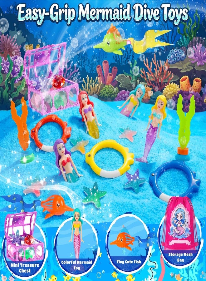 DRAMATION Pool Diving Toys for Kids Ages 3-12, DRAMATION 25 Pcs Mermaid Dive Pool Toys with Diving Gems and Treasure Chest, Diving Rings, Storage Bag, Summer Beach Swim Water Sinking Toys for Boys Girls 3-5 4-8 - Image 3