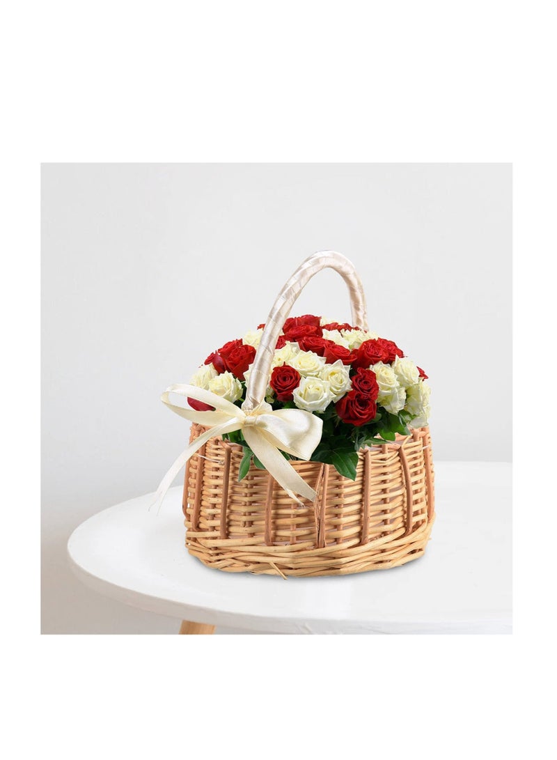 كابتن تيك 2 Pcs Wedding Flower Girl Basket, with 2000 Pcs Artificial Silk Rose Petals, Wicker Rattan Flower Basket Petals for Weddings Party Home Decoration Photo Props - Image 2