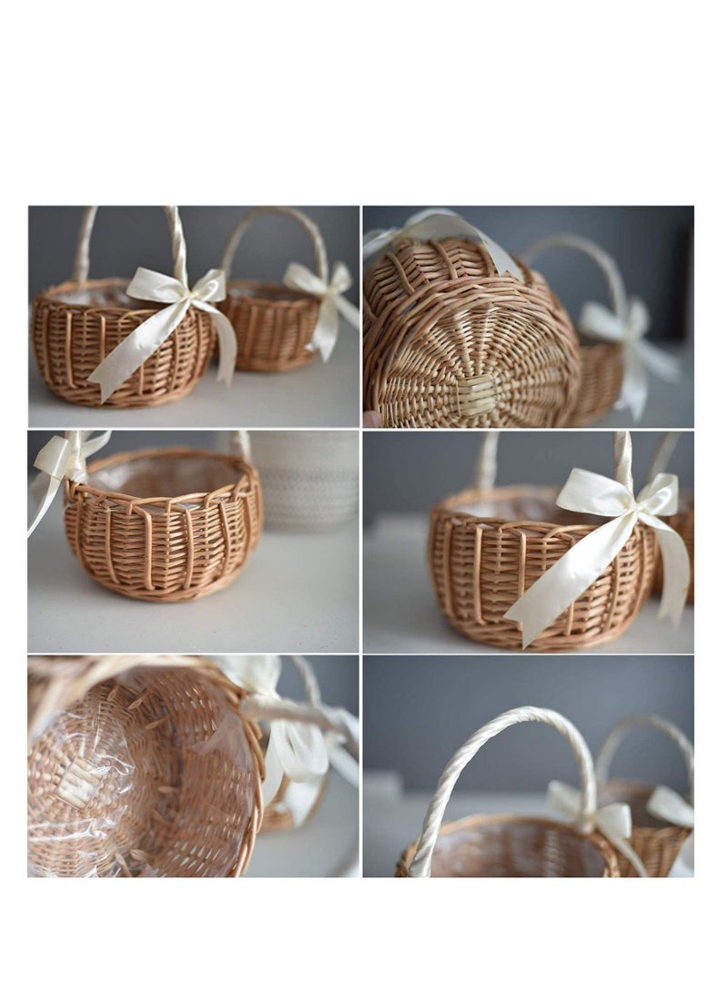 كابتن تيك 2 Pcs Wedding Flower Girl Basket, with 2000 Pcs Artificial Silk Rose Petals, Wicker Rattan Flower Basket Petals for Weddings Party Home Decoration Photo Props - Image 4