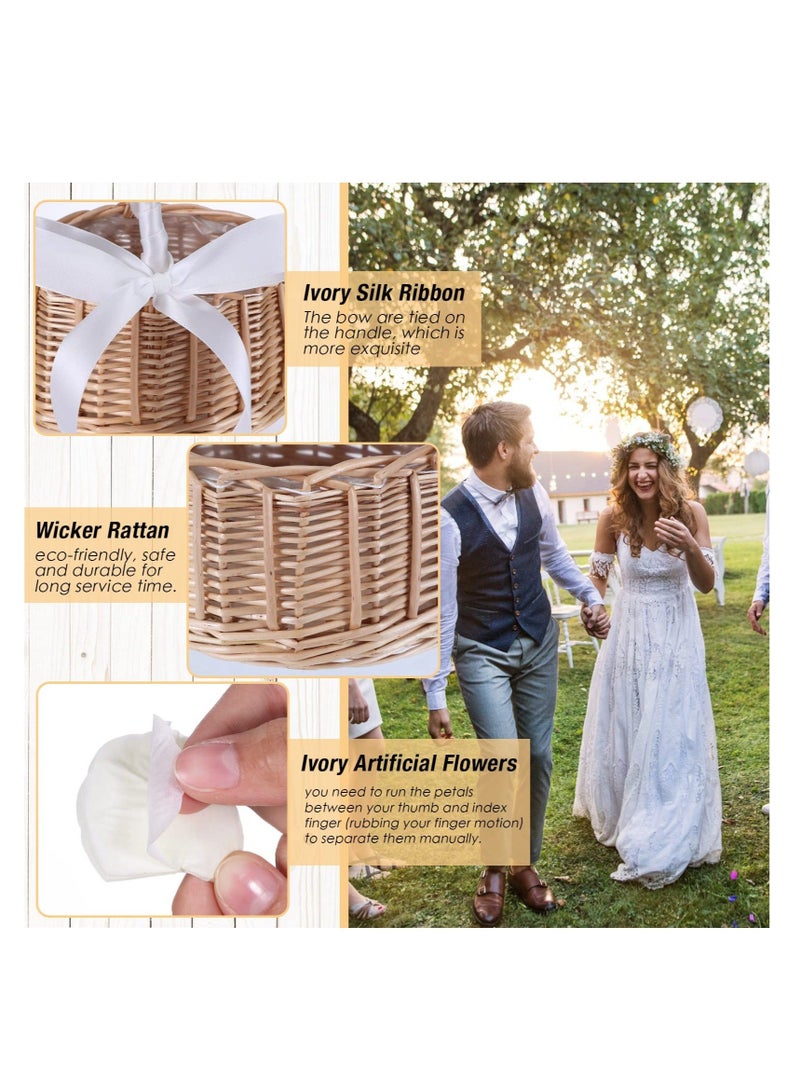 كابتن تيك 2 Pcs Wedding Flower Girl Basket, with 2000 Pcs Artificial Silk Rose Petals, Wicker Rattan Flower Basket Petals for Weddings Party Home Decoration Photo Props - Image 5
