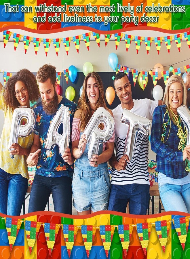 Mindsoft مجموعة من 5 قطع من مكعبات البناء مسبقة الترابط من Mindsoft، لوازم حفلات أعياد الميلاد، لافتة، ديكورات أعياد الميلاد، علم مثلث الشكل - Image 5