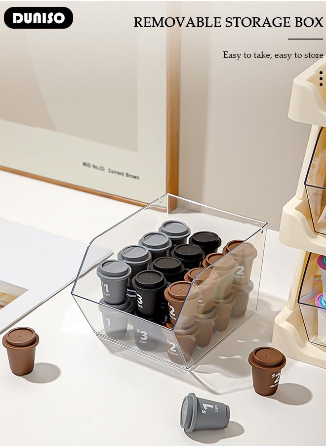 DUNISO - Three-Layer Tea Bag Organizer, Detachable Plastic Tea Storage Box with Lid, Tea Bag Holder, Coffee Pod Holder, Tea Bags Container Dispenser, Multi-Functional Countertop Organizer for Sugar Packet, Coffee, in Kitchen, Countertop, Pantry - Image 1
