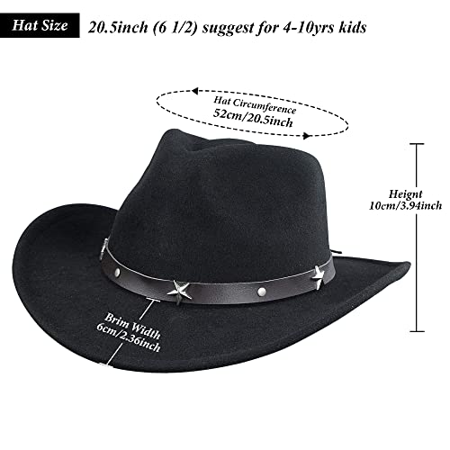 CXQRR Cowboy Hat for Boys Girls Western Felt Fedora Hat for Kids 3-6 Years - Image 5