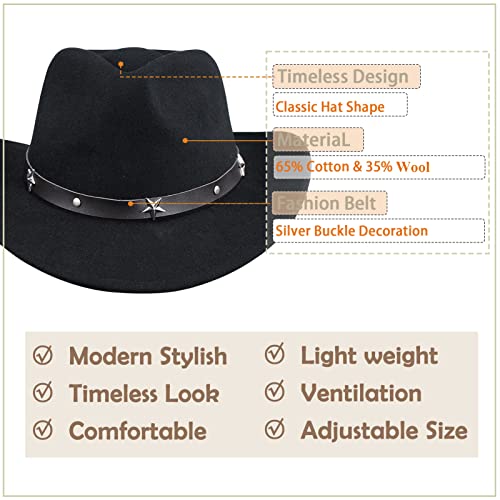 CXQRR Cowboy Hat for Boys Girls Western Felt Fedora Hat for Kids 3-6 Years - Image 4