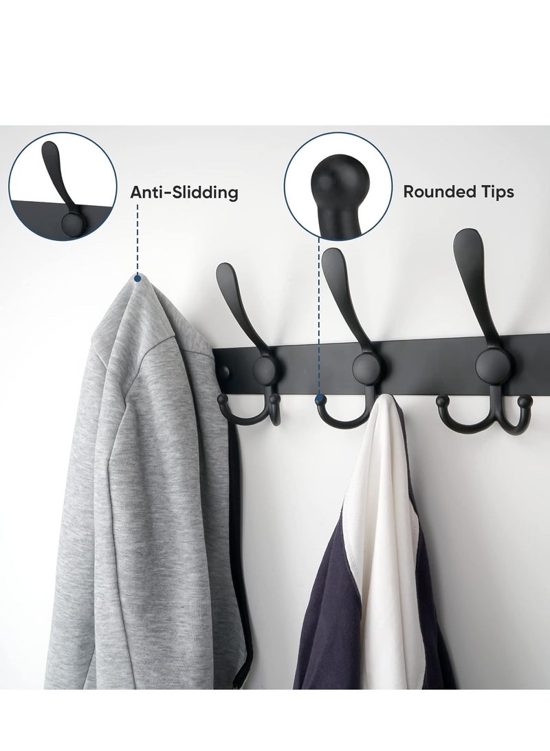 Wall Mounted Coat Rack, Five Heavy Duty Tri Hooks All Metal Construction for Jacket Coat Hat in Mudroom Entryway (Matte Black, 1-Pack)  - Image 5