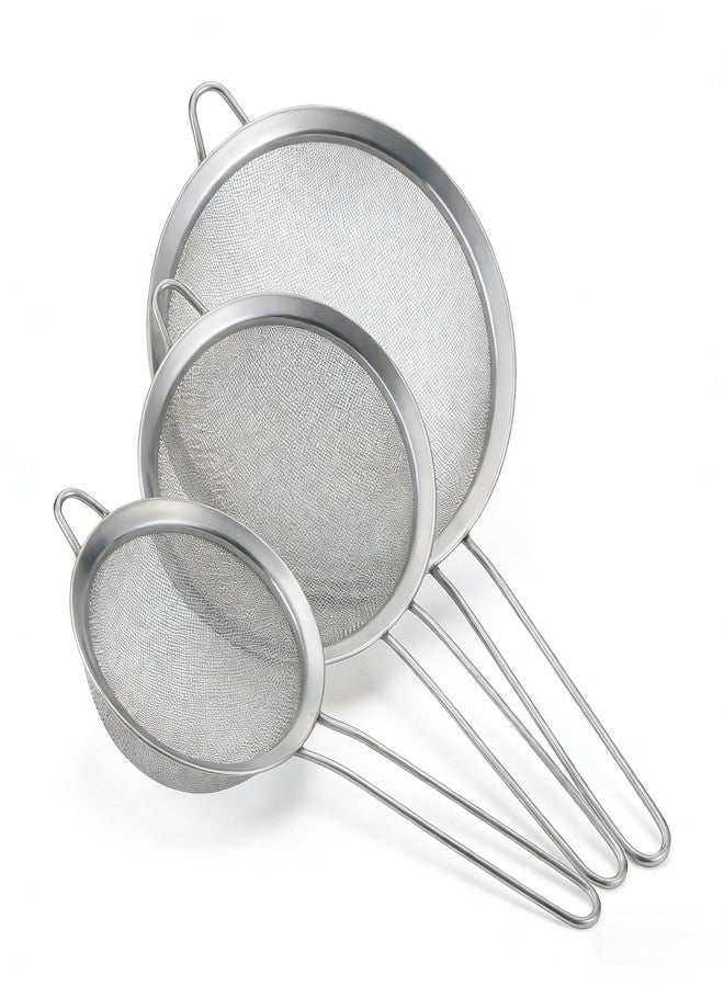 ZENSEWEN 3-Piece Fine Mesh Strainer Set, Stainless Steel Sieves & Colanders for Kitchen - Perfect for Sifting Flour, Rinsing Quinoa & Straining Pasta - Includes 3, 5, and 7 Inch Food Strainers - Image 1