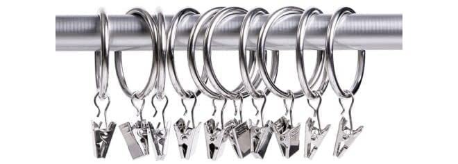 SHOPEE 7 قطع حلقات ستارة مع مشابك، مشابك ستائر مع حلقات، حلقات تعليق ستائر بقطر داخلي 2 بوصة، تناسب قضبان الستائر حتى 1.75 بوصة، فضي - Image 5