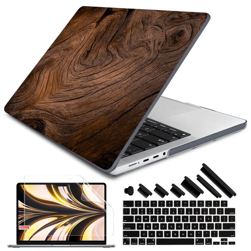 DONGKE for M4 MacBook Pro 16 Inch Case 2024 2023 2021 A3403 A3186 M3 A2991 M2 A2780 M1 A2485 ProMax Chip Plastic Hard Shell Case Keyboard Cover for Mac Pro 16 with Touch ID Wood Grain