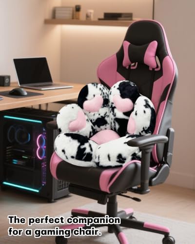 MOONBEEKI Cat Paw Cushion Chair Comfy Kawaii Plush Seat Cushions Shape Lazy Pillow for Gamer Chair 28"x 24" Cozy Floor Cute Seat Kawaii for Girl Gift, Dining Room Bedroom Decorate (Milk Cow) - Image 2
