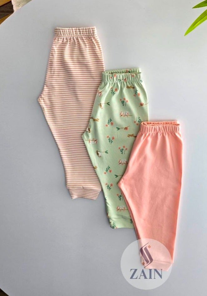 Funny bunny Pack of 3  Color 100% Cotton Pants for Baby girl - Image 1