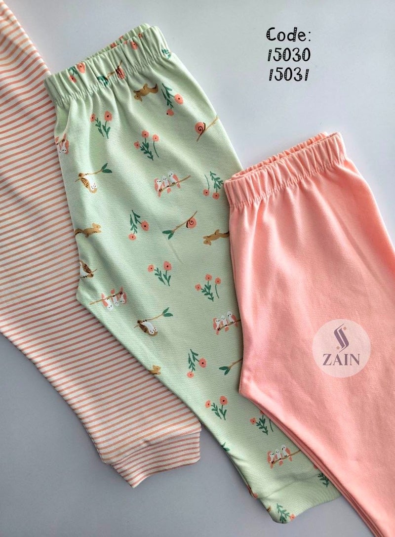 Funny bunny Pack of 3  Color 100% Cotton Pants for Baby girl - Image 2