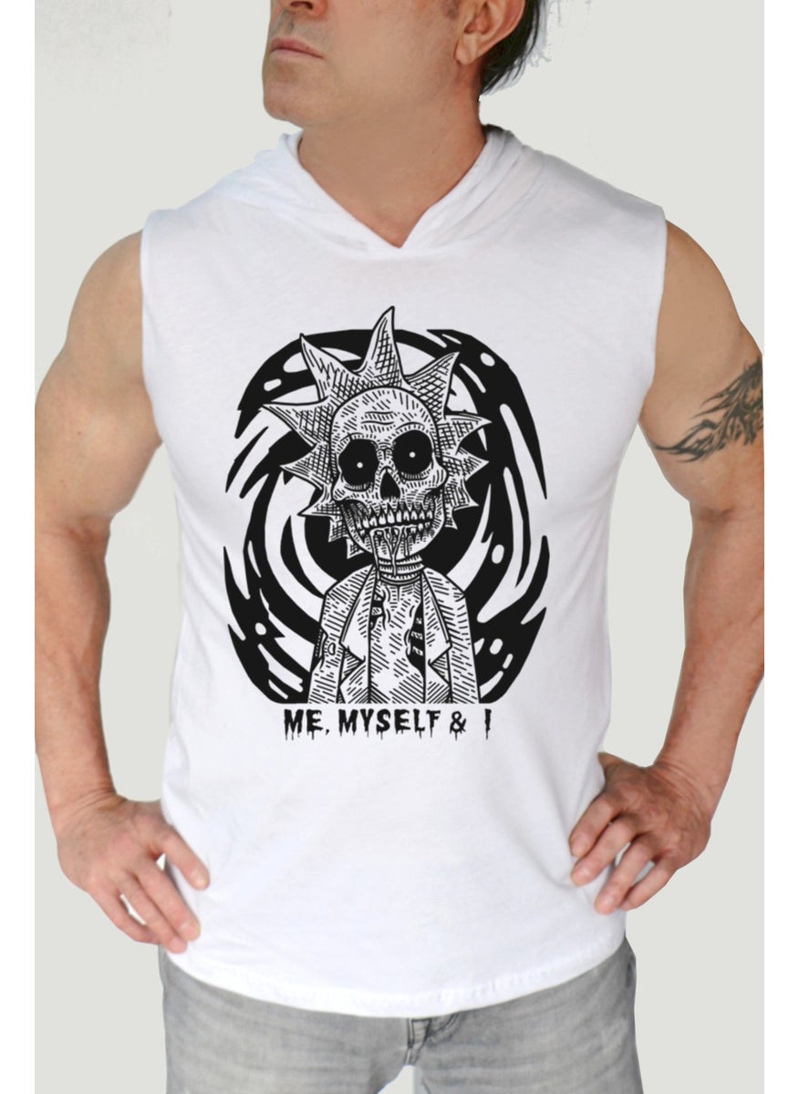Rock&Roll Zombie Rik White Hooded|sleeveless Men's Athlete T-Shirt  - Image 3