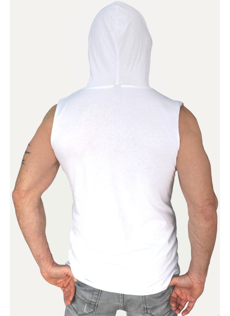 Rock&Roll Zombie Rik White Hooded|sleeveless Men's Athlete T-Shirt  - Image 1